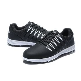 New Waterproof Golf Shoes Men Outdoor Spikes Golf Sneakers Big Size 39-44 Sport Golfing Shoes Men Athletic Sneakes (Color: Black Silver, size: 44)