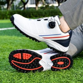 New Waterproof Golf Shoes Men Comfortable Golf Sneakers Outdoor Size 39-47 Walking Footwears Anti Slip Athletic Sneakers (Color: White, size: 47)