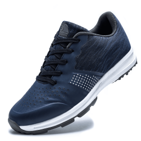 Professional Golf Shoes Men Waterproof Golf Sneakers Outdoor Comfortable Walking Shoes Anit Slip Walking Sneakers Golfers (Color: Lan, size: 46)