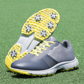 Waterproof Golf Shoes Men Spikes Golf Sneakers for Men Comfortable Walking Sneakers Outdoor Luxury Athletic Footwears Male (Color: HuiLv, size: 8.5)