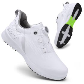 Waterproof Golf Shoes for Men Professional Golf Sneakers Men Anti Slip Walking Shoes Outdoor Comfortable Walking Sneakers (Color: Bai, size: 39)